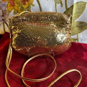 Whiting and Davis Gold Shoulder Bag-EUC